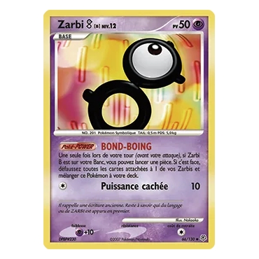 Carte Zarbi B - Peu commune (Brillante) de Pokémon Diamant & Perle 66/130