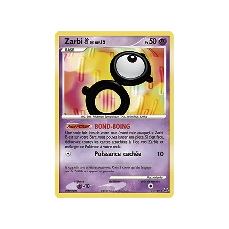 Carte Zarbi B - Peu commune (Brillante) de Pokémon Diamant & Perle 66/130