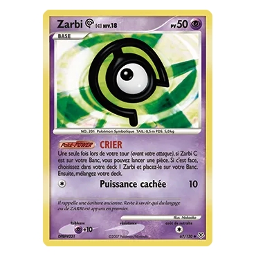 Carte Zarbi C - Peu commune (Brillante) de Pokémon Diamant & Perle 67/130