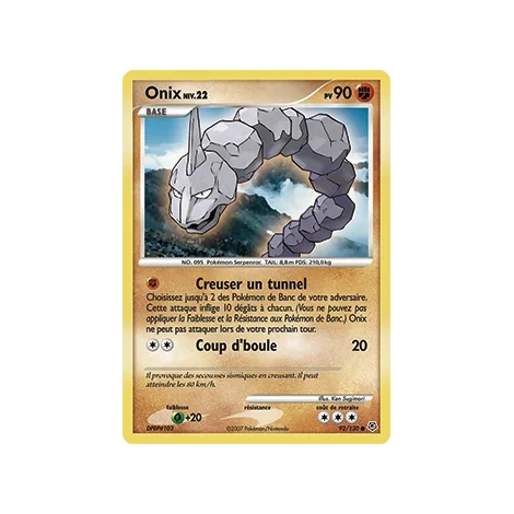 Onix 92/130 : Joyau Commune (Brillante) de l'extension Pokémon Diamant & Perle