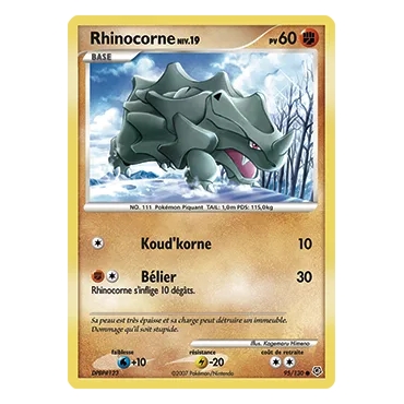 Rhinocorne 95/130 : Joyau Commune (Brillante) de l'extension Pokémon Diamant & Perle
