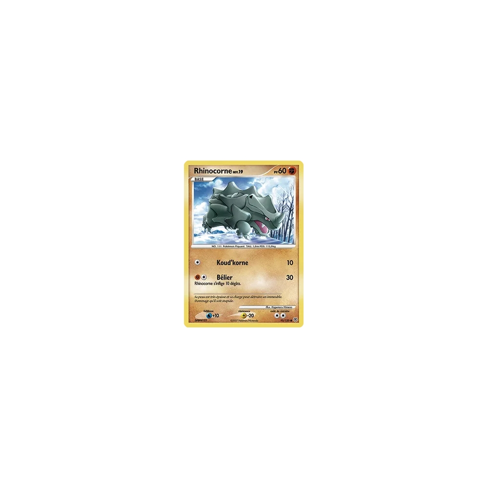 Rhinocorne 95/130 : Joyau Commune (Brillante) de l'extension Pokémon Diamant & Perle