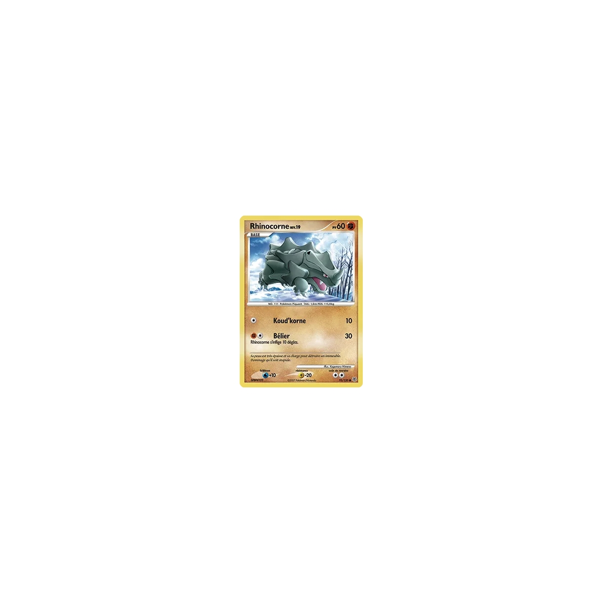 Rhinocorne 95/130 : Joyau Commune (Brillante) de l'extension Pokémon Diamant & Perle