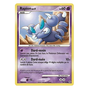 Carte Rapion - Commune (Brillante) de Pokémon Diamant & Perle 99/130