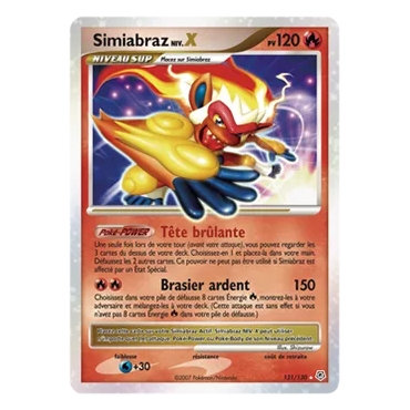 Carte Simiabraz NIV.X - Holographique rare NIV.X de Pokémon Diamant & Perle 121/130