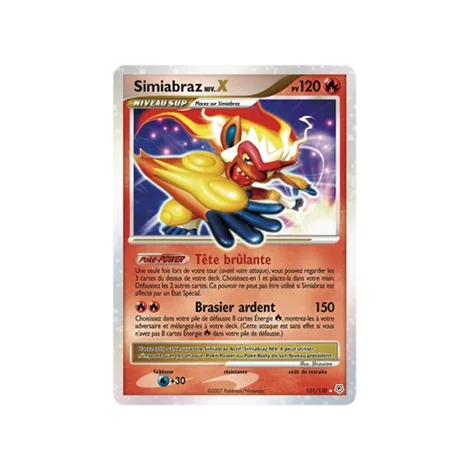 Carte Simiabraz NIV.X - Holographique rare NIV.X de Pokémon Diamant & Perle 121/130