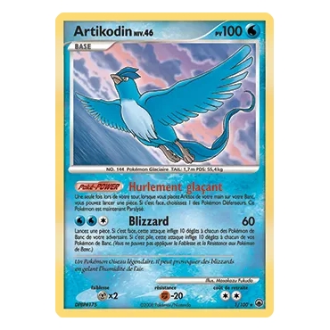 Carte Artikodin - Holographique rare de Pokémon Diamant & Perle Aube Majestueuse 1/100