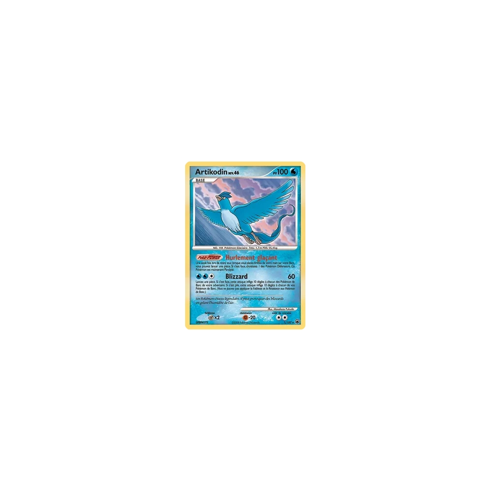 Carte Artikodin - Holographique rare de Pokémon Diamant & Perle Aube Majestueuse 1/100