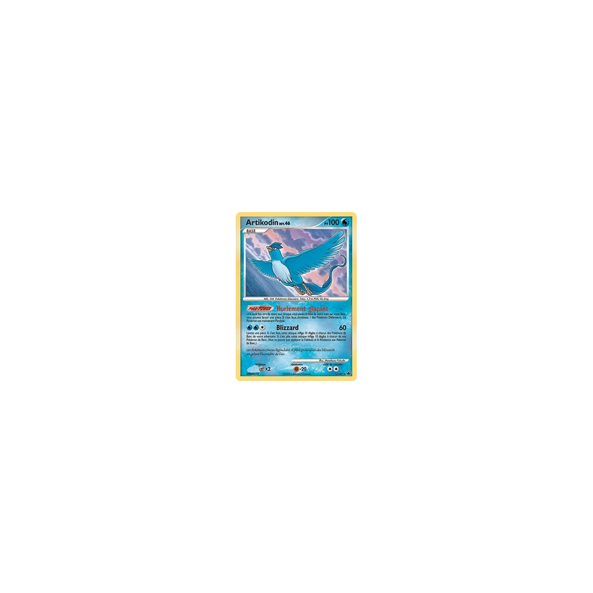 Carte Artikodin - Holographique rare de Pokémon Diamant & Perle Aube Majestueuse 1/100