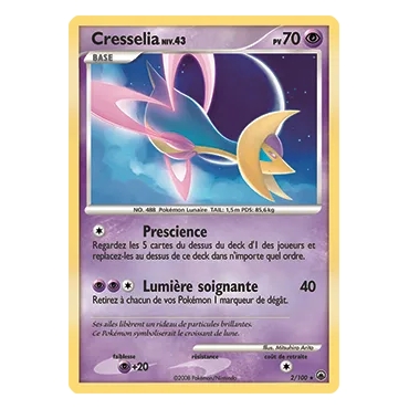 Cresselia 2/100 : Joyau Holographique rare de l'extension Pokémon Diamant & Perle Aube Majestueuse