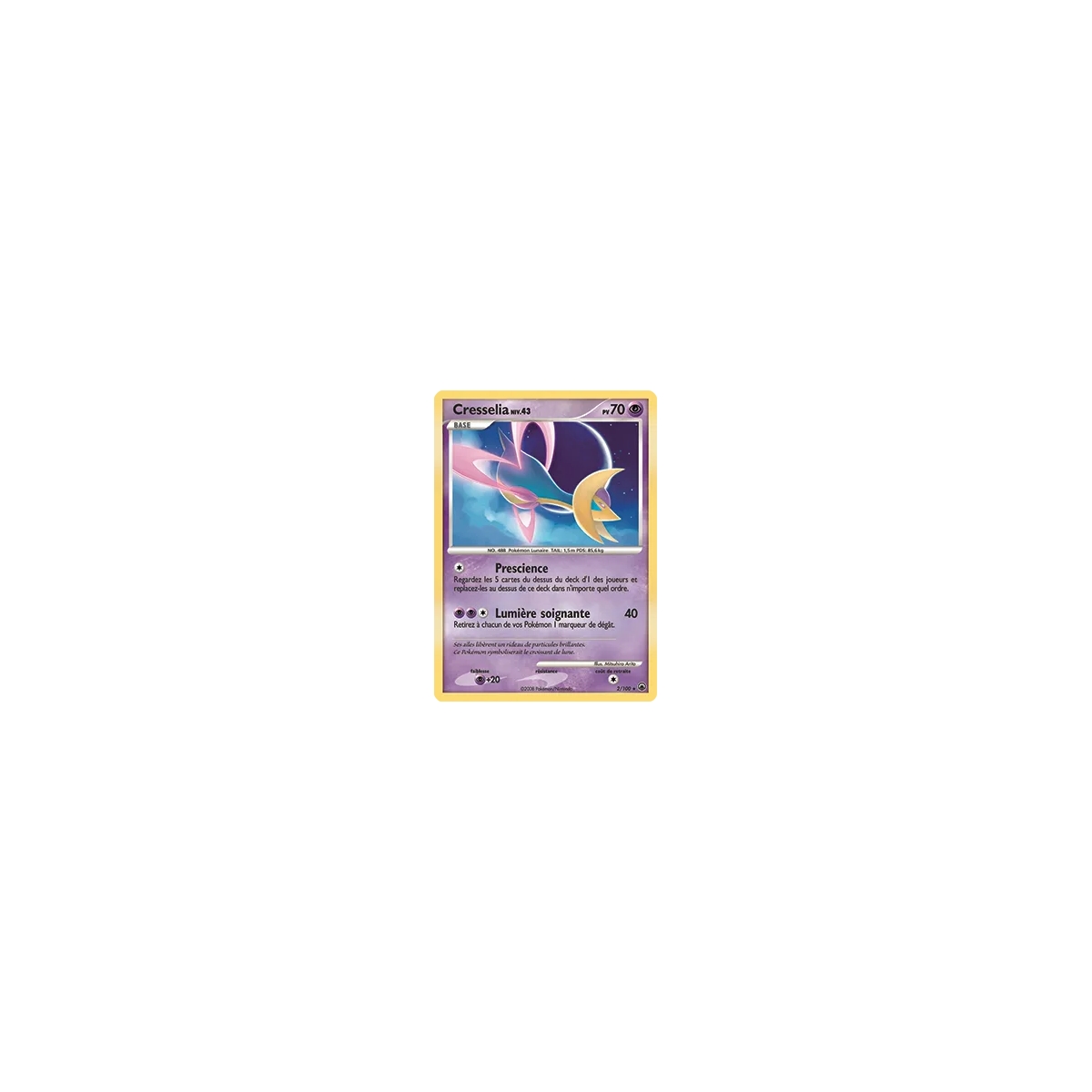 Cresselia 2/100 : Joyau Holographique rare de l'extension Pokémon Diamant & Perle Aube Majestueuse