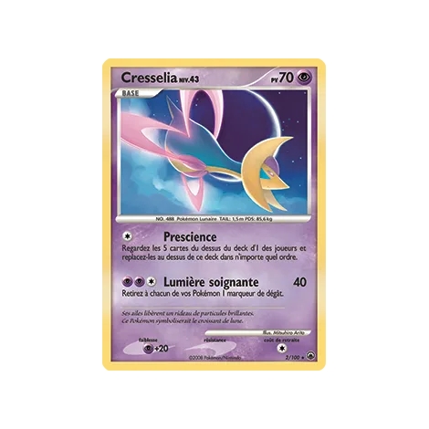 Cresselia 2/100 : Joyau Holographique rare de l'extension Pokémon Diamant & Perle Aube Majestueuse