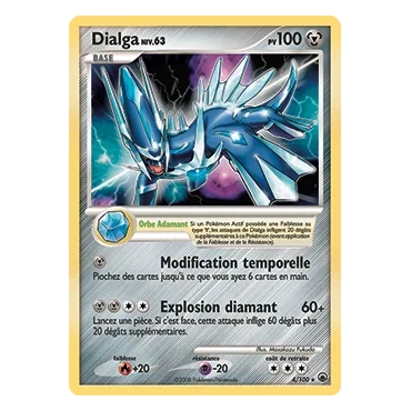 Carte Dialga - Holographique rare de Pokémon Diamant & Perle Aube Majestueuse 4/100