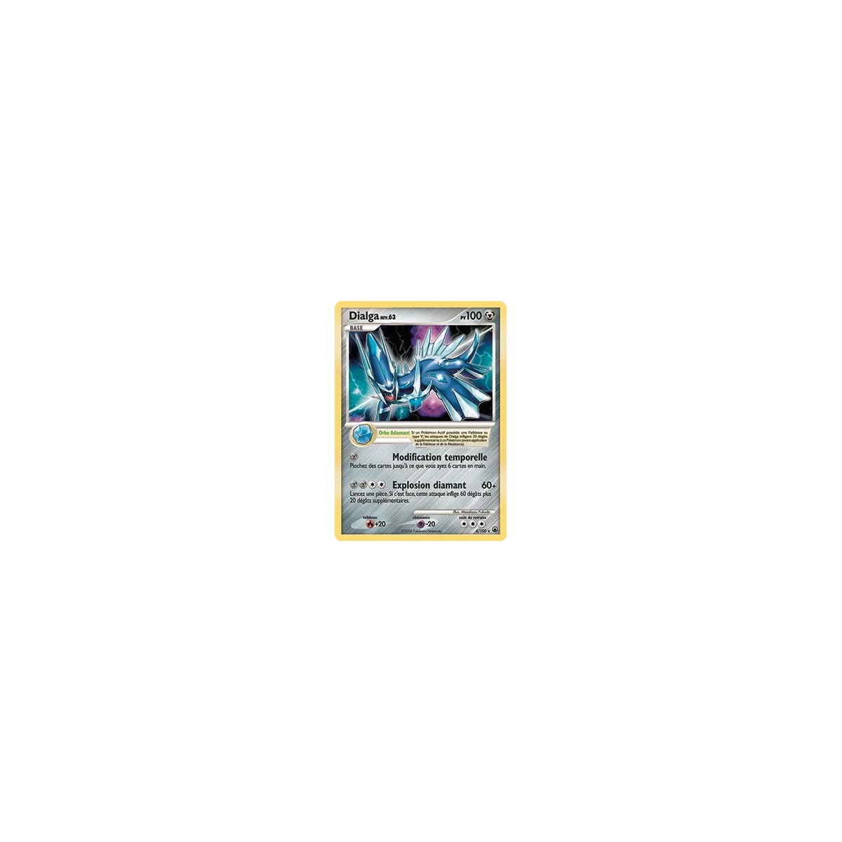 Carte Dialga - Holographique rare de Pokémon Diamant & Perle Aube Majestueuse 4/100