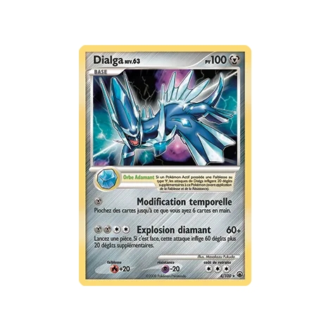 Carte Dialga - Holographique rare de Pokémon Diamant & Perle Aube Majestueuse 4/100