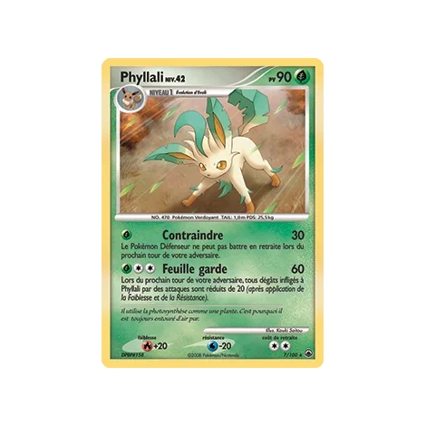 Carte Phyllali - Holographique rare de Pokémon Diamant & Perle Aube Majestueuse 7/100