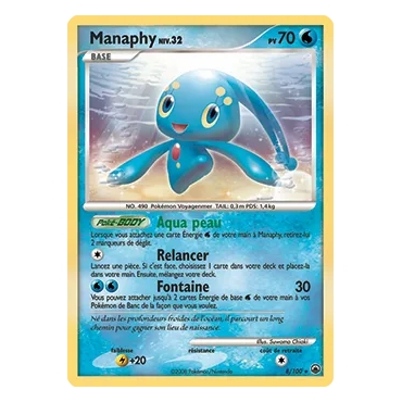 Manaphy 8/100 : Joyau Holographique rare de l'extension Pokémon Diamant & Perle Aube Majestueuse
