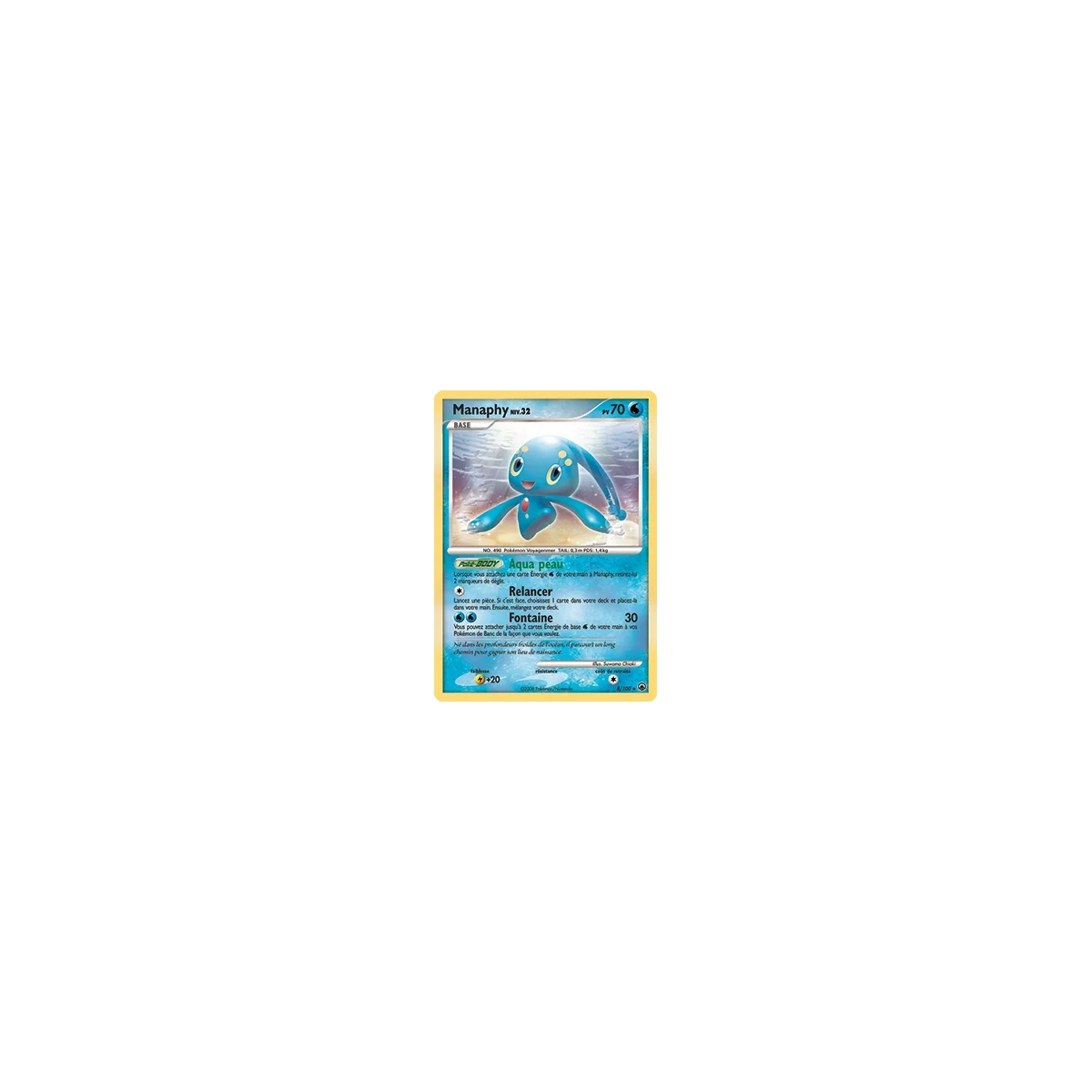 Manaphy 8/100 : Joyau Holographique rare de l'extension Pokémon Diamant & Perle Aube Majestueuse