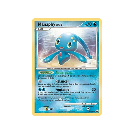 Manaphy 8/100 : Joyau Holographique rare de l'extension Pokémon Diamant & Perle Aube Majestueuse