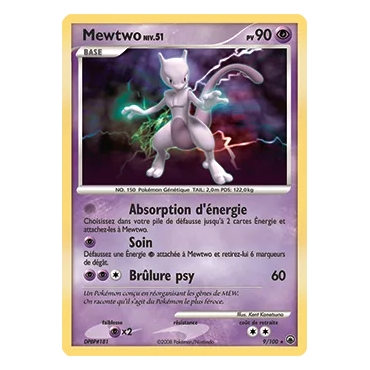 Carte Mewtwo - Holographique rare de Pokémon Diamant & Perle Aube Majestueuse 9/100