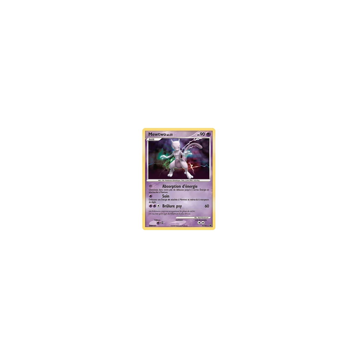 Carte Mewtwo - Holographique rare de Pokémon Diamant & Perle Aube Majestueuse 9/100