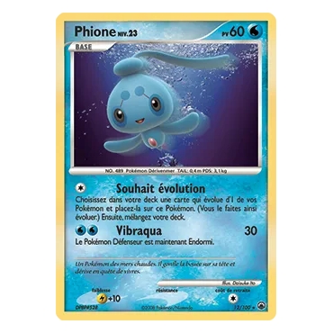 Phione 12/100 : Joyau Holographique rare de l'extension Pokémon Diamant & Perle Aube Majestueuse