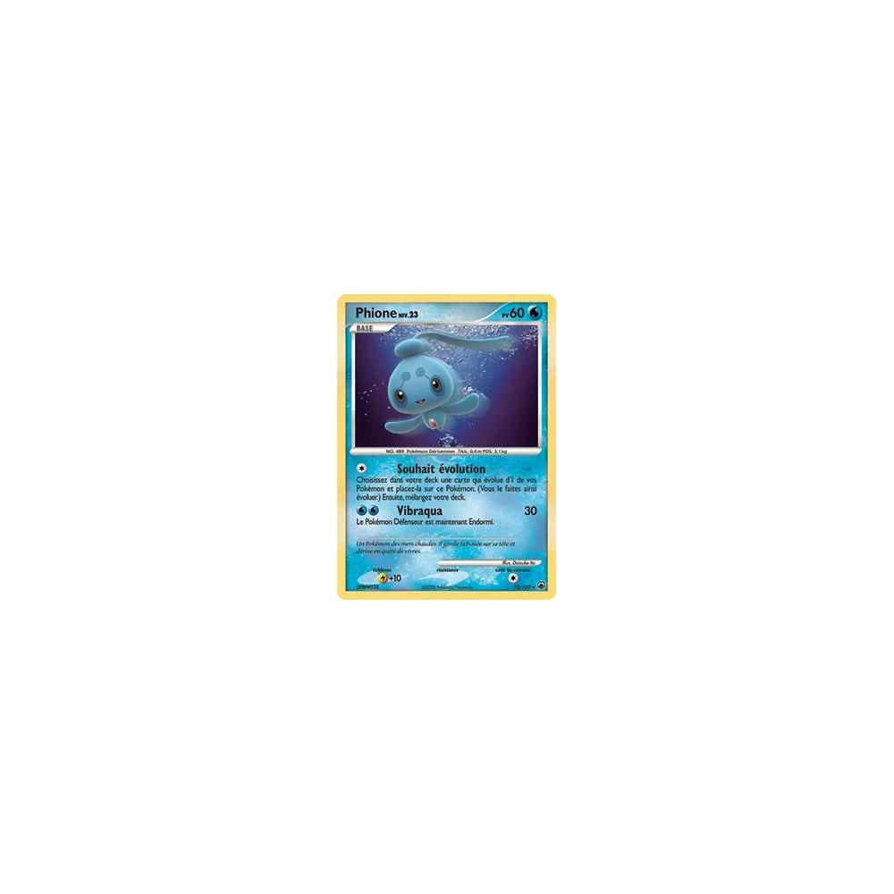 Phione 12/100 : Joyau Holographique rare de l'extension Pokémon Diamant & Perle Aube Majestueuse