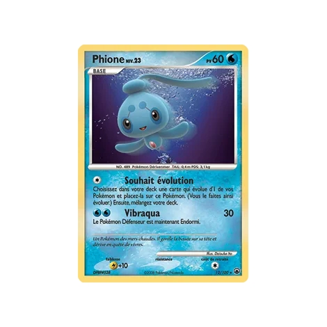 Phione 12/100 : Joyau Holographique rare de l'extension Pokémon Diamant & Perle Aube Majestueuse