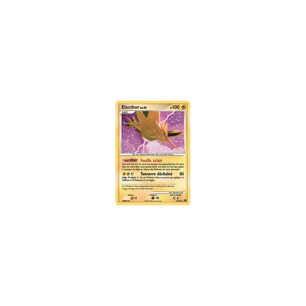 Electhor 14/100 : Joyau Holographique rare de l'extension Pokémon Diamant & Perle Aube Majestueuse