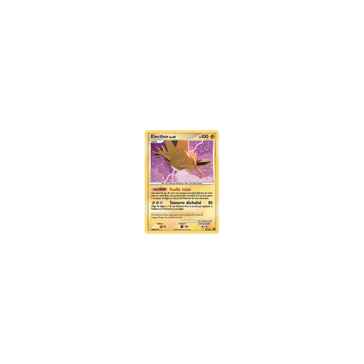 Electhor 14/100 : Joyau Holographique rare de l'extension Pokémon Diamant & Perle Aube Majestueuse