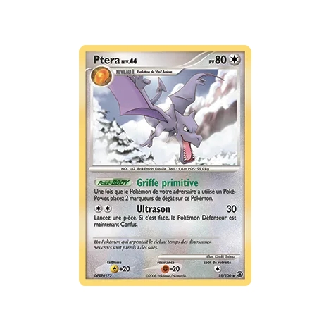 Carte Ptera - Rare (Brillante) de Pokémon Diamant & Perle Aube Majestueuse 15/100