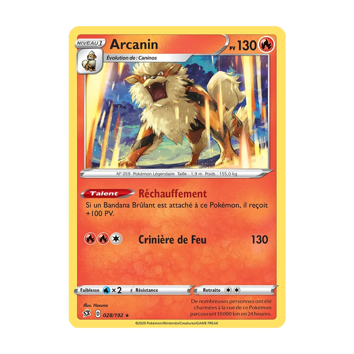 Arcanin 028/192 : Joyau Rare (Brillante) de l'extension Pokémon Épée et Bouclier Clash des Rebelles