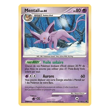 Mentali 18/100 : Joyau Rare (Brillante) de l'extension Pokémon Diamant & Perle Aube Majestueuse
