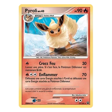 Carte Pyroli - Rare (Brillante) de Pokémon Diamant & Perle Aube Majestueuse 19/100