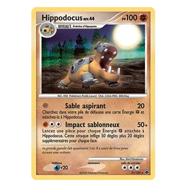 Carte Hippodocus - Rare (Brillante) de Pokémon Diamant & Perle Aube Majestueuse 21/100