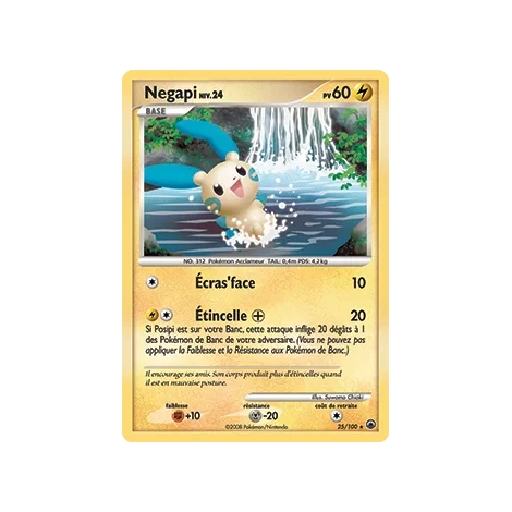 Carte Negapi - Rare (Brillante) de Pokémon Diamant & Perle Aube Majestueuse 25/100