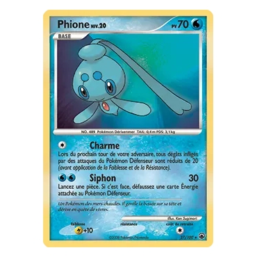 Carte Phione - Rare (Brillante) de Pokémon Diamant & Perle Aube Majestueuse 27/100