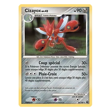 Carte Cizayox - Rare (Brillante) de Pokémon Diamant & Perle Aube Majestueuse 29/100