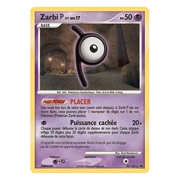 Carte Zarbi P - Rare (Brillante) de Pokémon Diamant & Perle Aube Majestueuse 33/100