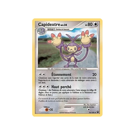 Carte Capidextre - Peu commune (Brillante) de Pokémon Diamant & Perle Aube Majestueuse 35/100