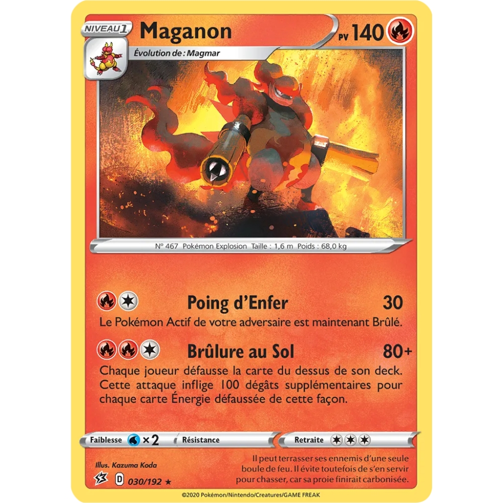 Carte Maganon - Rare (Brillante) de Pokémon Épée et Bouclier Clash des Rebelles 030/192