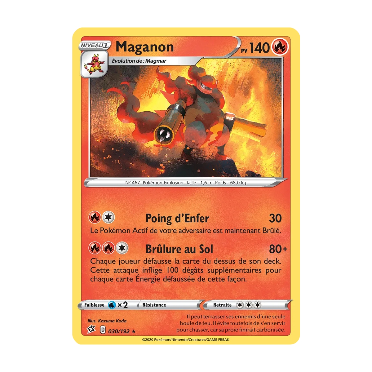 Carte Maganon - Rare (Brillante) de Pokémon Épée et Bouclier Clash des Rebelles 030/192