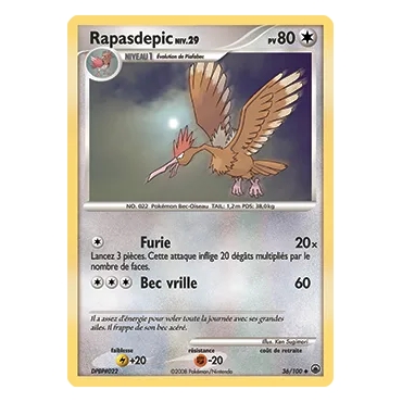 Rapasdepic 36/100 : Joyau Peu commune (Brillante) de l'extension Pokémon Diamant & Perle Aube Majestueuse
