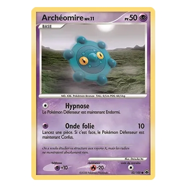 Archéomire 52/100 : Joyau Commune (Brillante) de l'extension Pokémon Diamant & Perle Aube Majestueuse