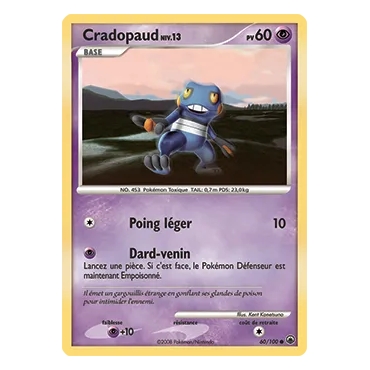 Cradopaud 60/100 : Joyau Commune (Brillante) de l'extension Pokémon Diamant & Perle Aube Majestueuse