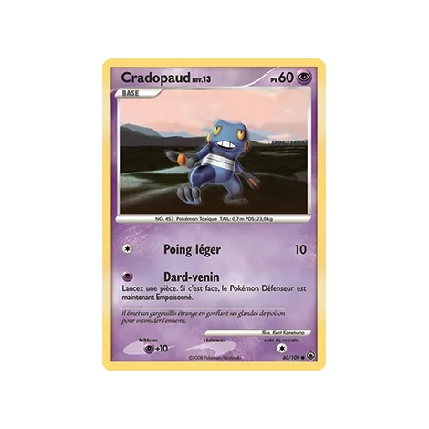 Cradopaud 60/100 : Joyau Commune (Brillante) de l'extension Pokémon Diamant & Perle Aube Majestueuse