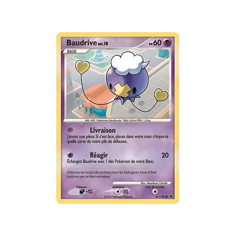 Carte Baudrive - Commune (Brillante) de Pokémon Diamant & Perle Aube Majestueuse 61/100