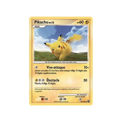 Carte Pikachu - Commune (Brillante) de Pokémon Diamant & Perle Aube Majestueuse 70/100