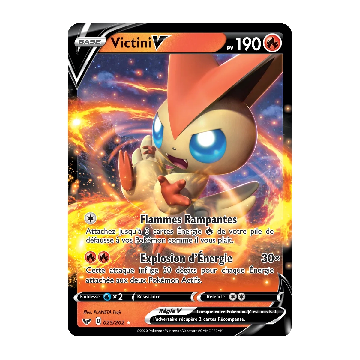 Victini 025/202 : Joyau Holographique rare V de l'extension Pokémon Épée et Bouclier