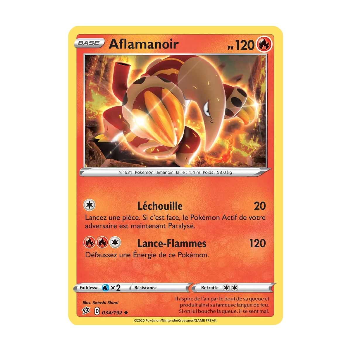 Carte Aflamanoir - Peu commune (Brillante) de Pokémon Épée et Bouclier Clash des Rebelles 034/192